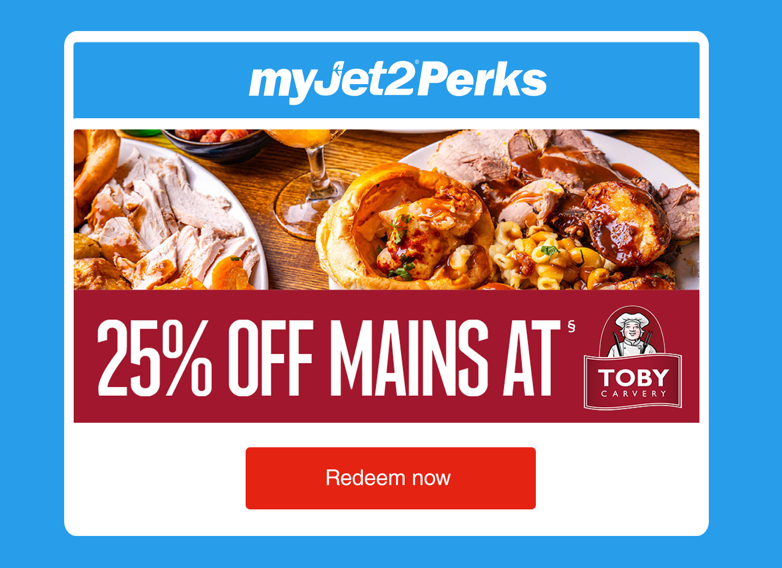 25% off mains at Toby Carvery - Redeem now
